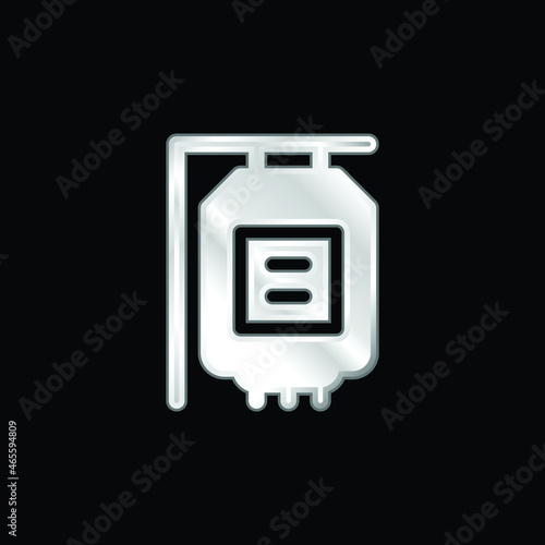 Blood Transfusion silver plated metallic icon