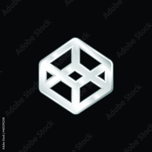 3d Outlined Shape silver plated metallic icon