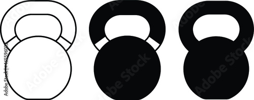Kettlebell Weights Clipart Set - Outline and Silhouette