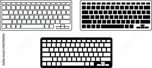 Computer Keyboard Clipart Set - Outline and Silhouette
