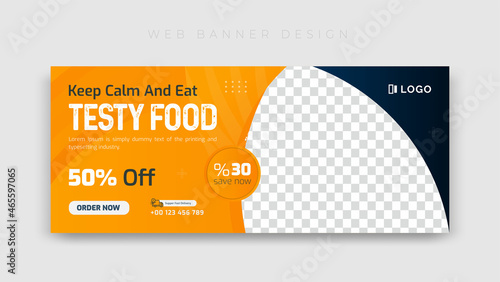 Food Web banner design for restaurant Business horizontal Menu and Facebook cover Vector Template