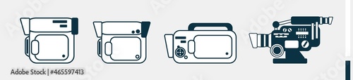 handy camera and pro camera icon. Photo and video equipment set line icons. Photography concept icon set