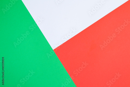 Tri-color background for text. Top view. Copy space.