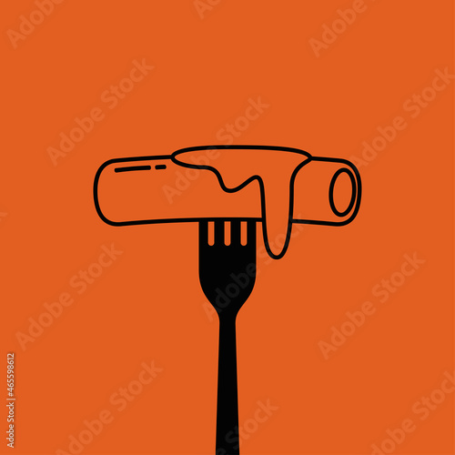 Tteokbokki Noodle vector. Korean food. Spicy rice cake. Tteokbokki logo design.