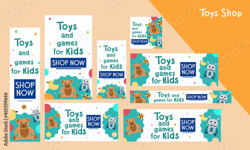 Toys and games shop Web Banners for kids, babys and children , Social media Instagram & Facebook Post & Stories & header