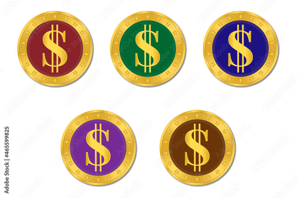Currency symbols signs casino coins. Vector illustration.
Currency symbols signs casino coins. Vector illustration.