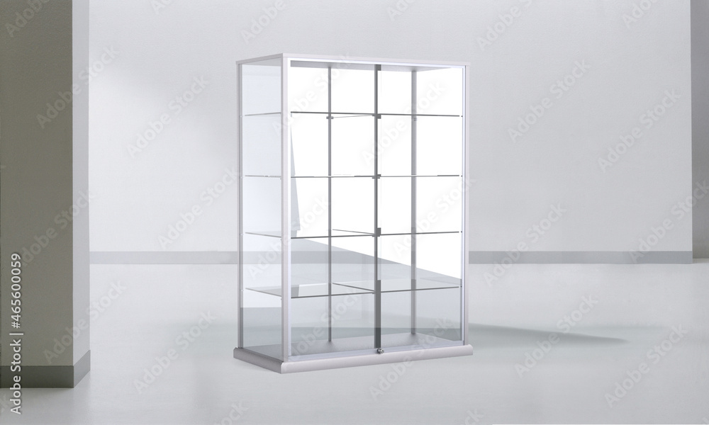 empty design glas showcase in a room Stock Illustration | Adobe Stock