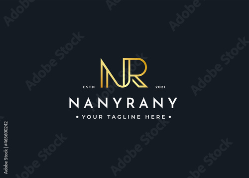 Letter N R luxury logo design template