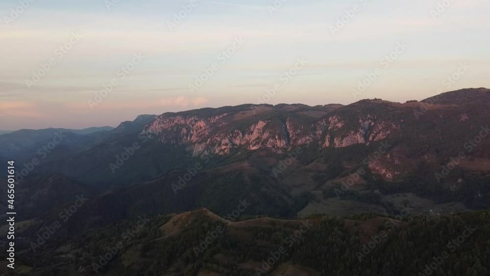 Sunset in Mountains Aerial View. Sunset in Mountains Aerial View.