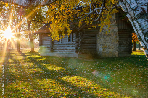 Photography Stockholm, WI, USA - October 23, 2021: Historical landmark in Pepin County, Wisconsin Little House Wayside Cabin