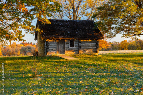 Canvas Print Stockholm, WI, USA - October 23, 2021: Historical landmark in Pepin County, Wisconsin Little House Wayside Cabin