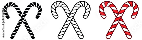 Crossed Candy Cane Clipart Set - Outline, Silhouette and Color