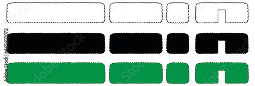 Square Hedge Shrub or Bush Clipart Set - Outline, Silhouette and Color	

