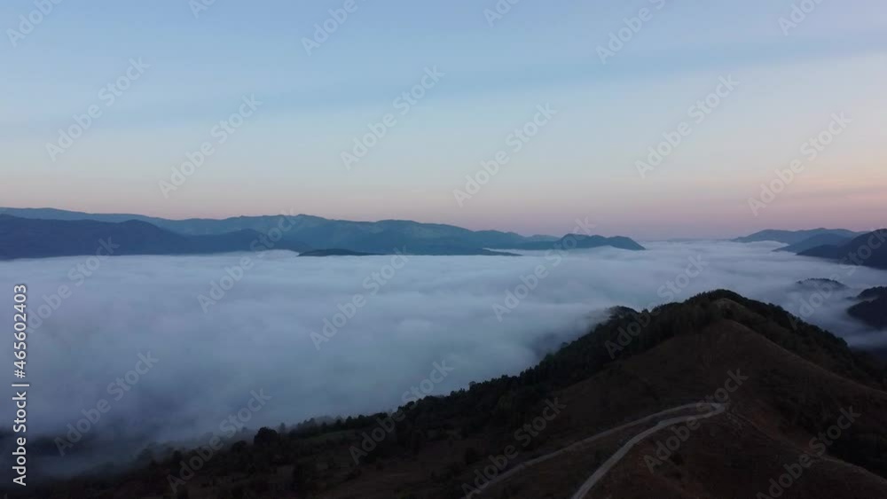 Clouds Over Trascau Mountains in Romania, Aerial View Clouds Over Trascau Mountains in Romania, Aerial View