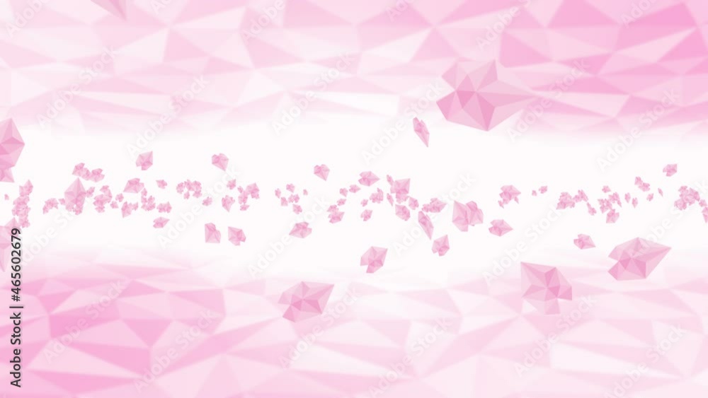Many cherry blossom petals floating in air on white background. Low polygonal plant. Symbol of digital technology. Abstract loop animation. Many cherry blossom petals floating in air on white background. Low polygonal plant. Symbol of digital technology. Abstract loop animation.