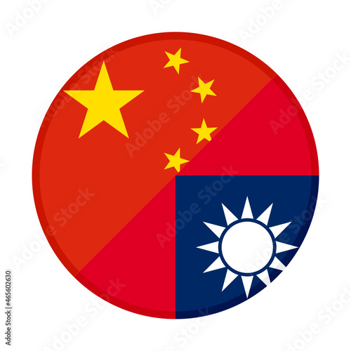 round icon with china and taiwan flags. vector illustration isolated on white background