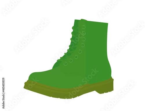 Green military boot. vector illustration