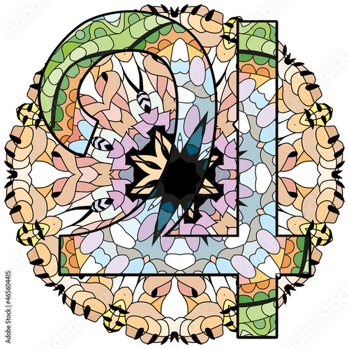 Vector handdrawn illustation with mandala of Jupiter sign for decoration