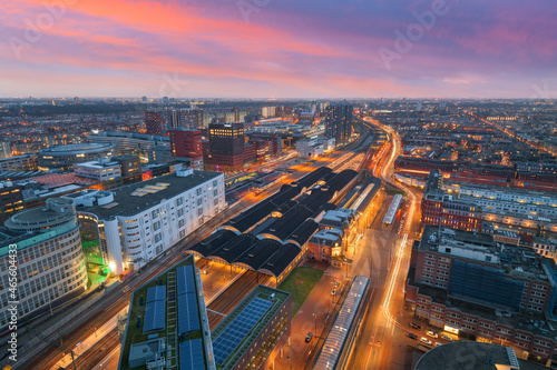 The Hague, Netherlands cityscape overlooking Den Haag HS railway Station © SeanPavonePhoto