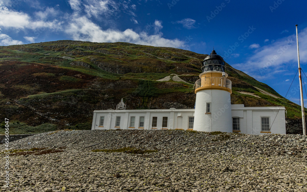 Ailsa Craig Lighthouse, Stevenson Lighthouse on the Scottish Island of Ailsa Craig on the west coast of Scotland