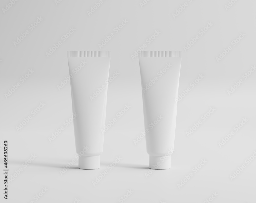 Blank white cosmetic tube, mock up tube packaging of cream Blank white cosmetic tube, mock up tube packaging of cream