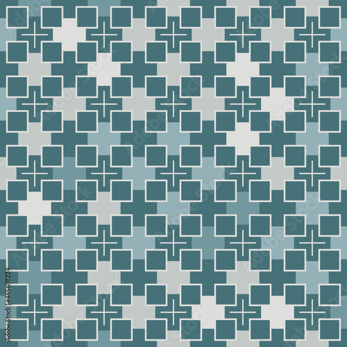 Abstract geometric pattern of squares with crosses. Seamless mosaic and tile. Vector illustration