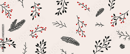 Winter Floral Pflanzen Hintergrund Karte