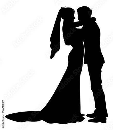 Bride And Groom Couple Wedding Dress Silhouettes