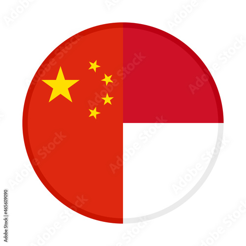 round icon with china and indonesia flags. vector illustration isolated on white background
