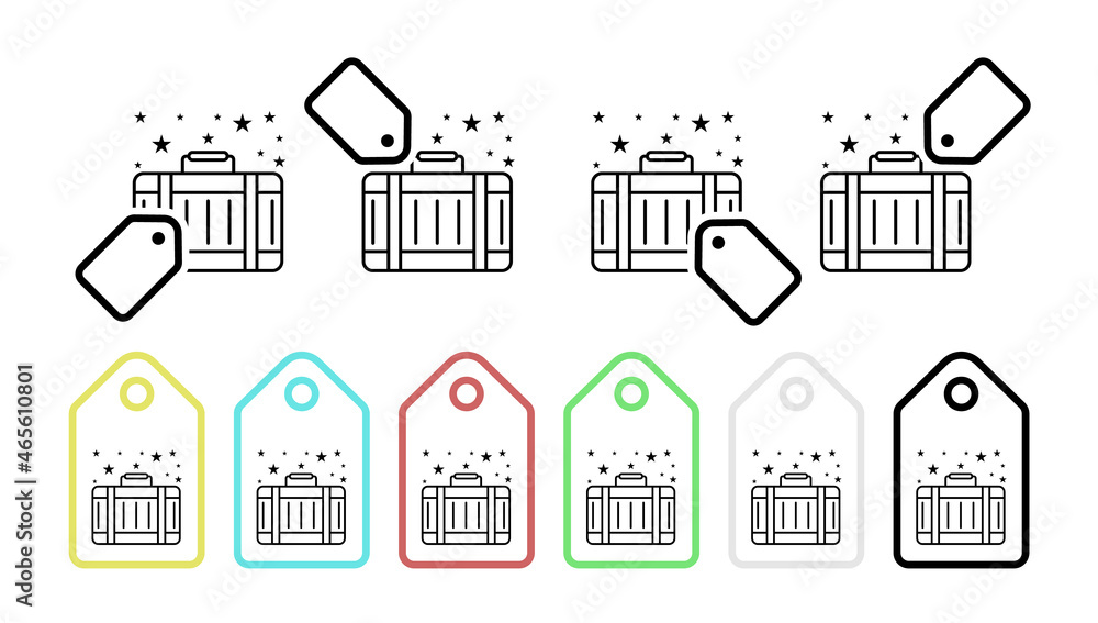 Bag travel luggage vector icon in tag set illustration for ui and ux, website or mobile application