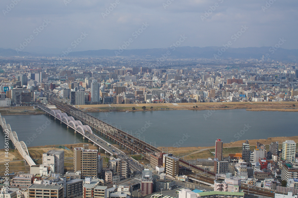 Osaka (大阪) cityscape as seen from the Umeda Sky Building