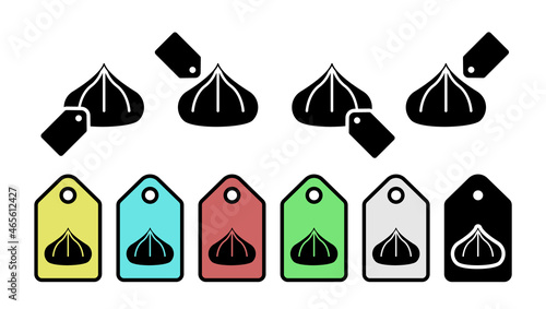 Dumplings, hinkali, pelmeni vector icon in tag set illustration for ui and ux, website or mobile application