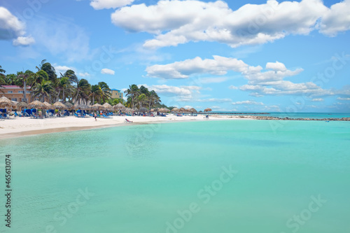 Palm beach at Aruba island in the Caribbean Sea