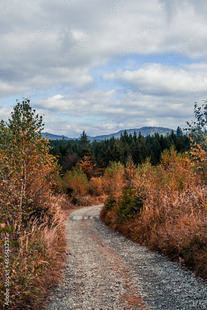 AUTUMN VIEW FROM THE MOUNTAIN TRAIL LEADING TO THE TOP