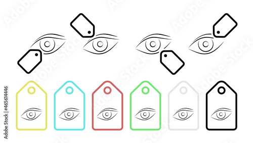 Eye, anti-ageing, beauty, eyeball hand drawn vector icon in tag set illustration for ui and ux, website or mobile application photo