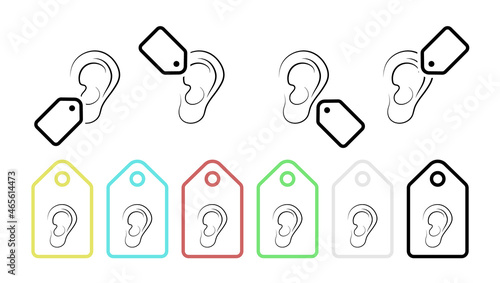 Ear, sense, sound, human hand drawn vector icon in tag set illustration for ui and ux, website or mobile application