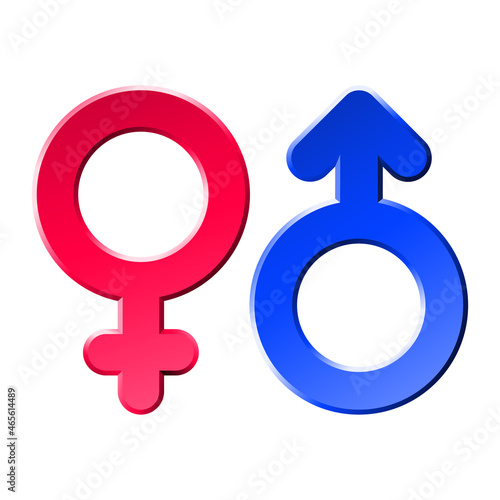 Male and female symbols. Set of two bright gender icons.