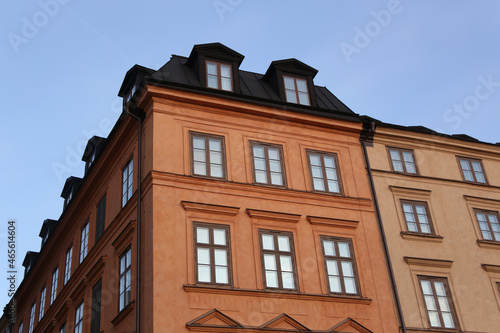 House facade in old town of Stockholm, Sweden