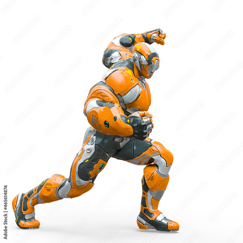 futuristic astronaut is ready for war in white background futuristic astronaut is ready for war in white background