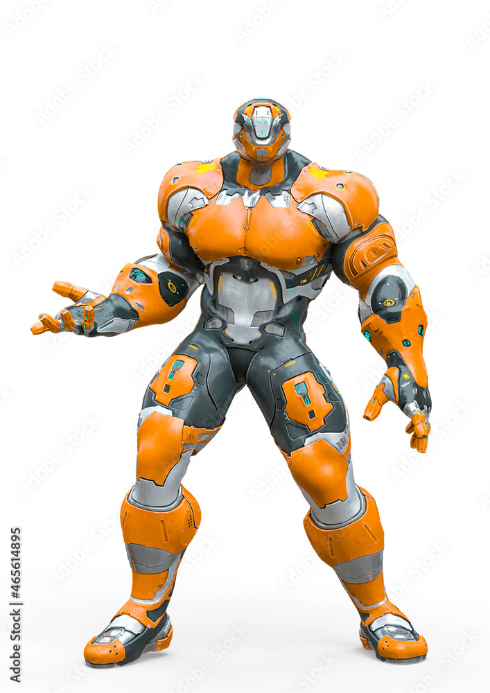 futuristic astronaut is standing up in white background futuristic astronaut is standing up in white background
