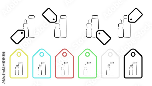 Care, medicine, beauty hand drawn vector icon in tag set illustration for ui and ux, website or mobile application