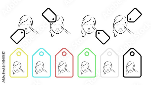 Eye, scalpel, surgery hand drawn vector icon in tag set illustration for ui and ux, website or mobile application