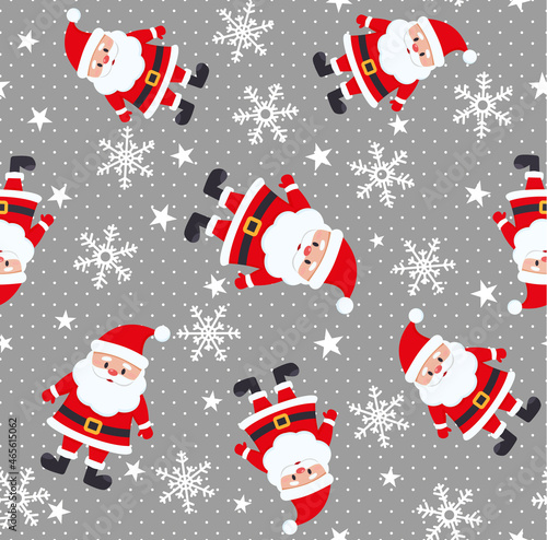 Christmas seamless pattern in santa claus and snowflakes for print and web design