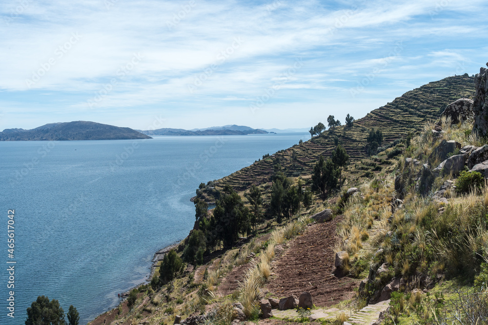 View of Lake Titicaca from Taquile Island in Peru