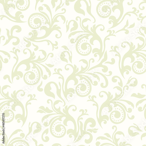 Baroque wallpaper. Seamless vector background ornate art deco decorative leaves. Damascus