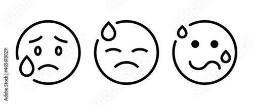 Tired Sweat Face Emoticon Icon editable stroke, flat design style isolated on white