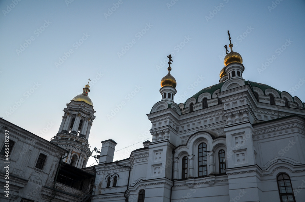 The Great Lavra Bell Tower and Refectory Church on the territory of Kyiv Pechersk Lavra, also known as Monastery of the Caves, is a historic Orthodox Christian monastery. Ukraine The Great Lavra Bell Tower and Refectory Church on the territory of Kyiv Pechersk Lavra, also known as Monastery of the Caves, is a historic Orthodox Christian monastery. Ukraine