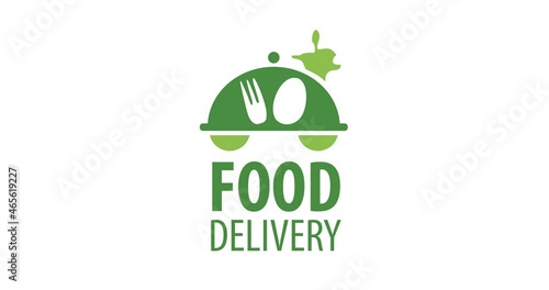 Animated video logo of food delivery, courier delivery