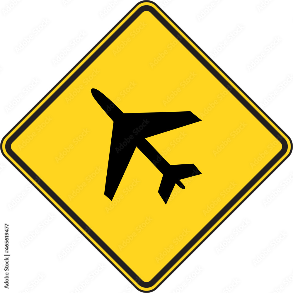 Yellow airplane / airport sign