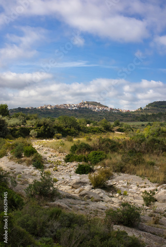 The town of Cervera del maestre on the hill